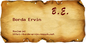 Borda Ervin névjegykártya