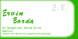 ervin borda business card